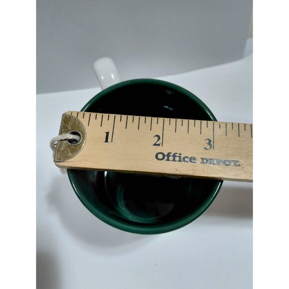 Vintage NOB 1990 Potpourri Press Leaping Deer Mug 11 Oz Green & White Ceramic - Picture 8 of 9